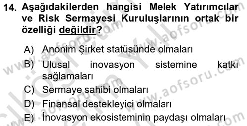 Teknoloji,İnnovasyon Ve Girişimcilik Dersi 2022 - 2023 Yılı Yaz Okulu Sınav Soruları 14. Soru