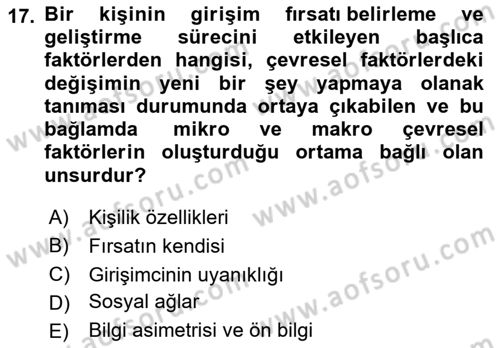 Teknoloji,İnnovasyon Ve Girişimcilik Dersi 2022 - 2023 Yılı Yaz Okulu Sınav Soruları 17. Soru