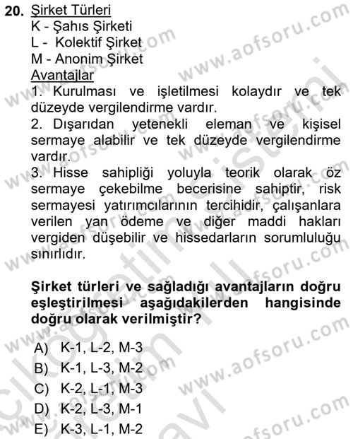 Teknoloji,İnnovasyon Ve Girişimcilik Dersi 2022 - 2023 Yılı Yaz Okulu Sınav Soruları 20. Soru