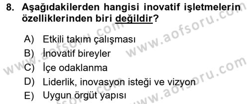 Teknoloji,İnnovasyon Ve Girişimcilik Dersi 2022 - 2023 Yılı Yaz Okulu Sınav Soruları 8. Soru