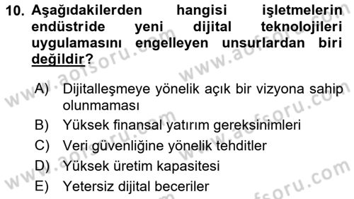 Teknoloji,İnnovasyon Ve Girişimcilik Dersi 2023 - 2024 Yılı (Vize) Ara Sınav Soruları 10. Soru