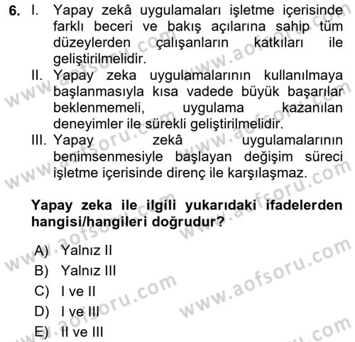 Teknoloji,İnnovasyon Ve Girişimcilik Dersi 2023 - 2024 Yılı (Vize) Ara Sınav Soruları 6. Soru