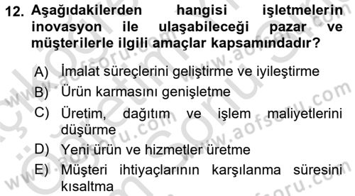 Teknoloji,İnnovasyon Ve Girişimcilik Dersi 2023 - 2024 Yılı (Final) Dönem Sonu Sınav Soruları 12. Soru