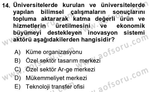 Teknoloji,İnnovasyon Ve Girişimcilik Dersi 2023 - 2024 Yılı (Final) Dönem Sonu Sınav Soruları 14. Soru