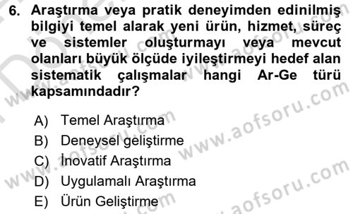 Teknoloji,İnnovasyon Ve Girişimcilik Dersi 2023 - 2024 Yılı (Final) Dönem Sonu Sınav Soruları 6. Soru