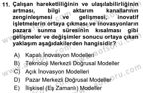 Teknoloji,İnnovasyon Ve Girişimcilik Dersi 2023 - 2024 Yılı Yaz Okulu Sınav Soruları 11. Soru