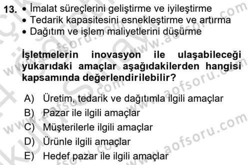 Teknoloji,İnnovasyon Ve Girişimcilik Dersi 2023 - 2024 Yılı Yaz Okulu Sınav Soruları 13. Soru