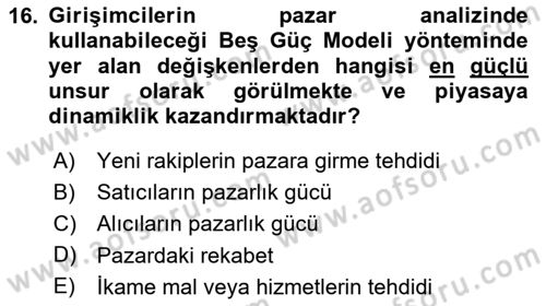 Teknoloji,İnnovasyon Ve Girişimcilik Dersi 2023 - 2024 Yılı Yaz Okulu Sınav Soruları 16. Soru