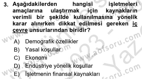 Teknoloji,İnnovasyon Ve Girişimcilik Dersi 2023 - 2024 Yılı Yaz Okulu Sınav Soruları 3. Soru