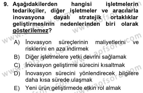 Teknoloji,İnnovasyon Ve Girişimcilik Dersi 2023 - 2024 Yılı Yaz Okulu Sınav Soruları 9. Soru