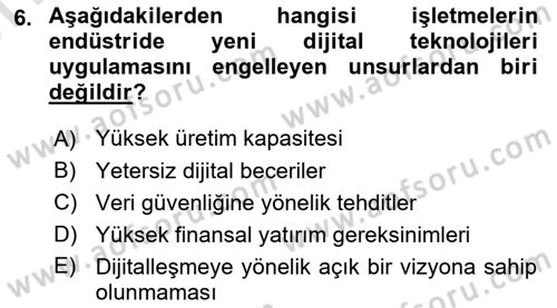 Teknoloji,İnnovasyon Ve Girişimcilik Dersi 2024 - 2025 Yılı (Vize) Ara Sınav Soruları 6. Soru