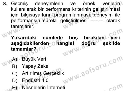 Teknoloji,İnnovasyon Ve Girişimcilik Dersi Ara Sınavı Deneme Sınav Soruları 8. Soru
