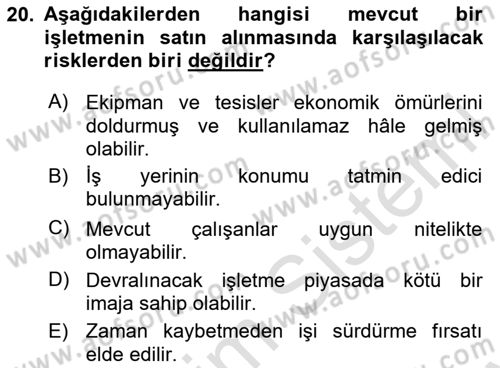 Teknoloji,İnnovasyon Ve Girişimcilik Dersi 2024 - 2025 Yılı (Final) Dönem Sonu Sınav Soruları 20. Soru