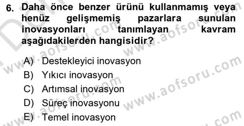 Teknoloji,İnnovasyon Ve Girişimcilik Dersi 2024 - 2025 Yılı (Final) Dönem Sonu Sınav Soruları 6. Soru