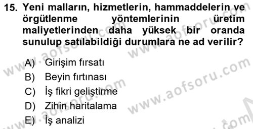 Teknoloji,İnnovasyon Ve Girişimcilik Dersi 2024 - 2025 Yılı Yaz Okulu Sınav Soruları 15. Soru