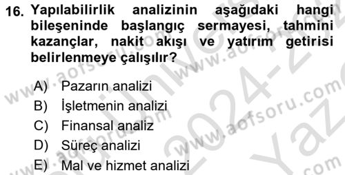 Teknoloji,İnnovasyon Ve Girişimcilik Dersi 2024 - 2025 Yılı Yaz Okulu Sınav Soruları 16. Soru