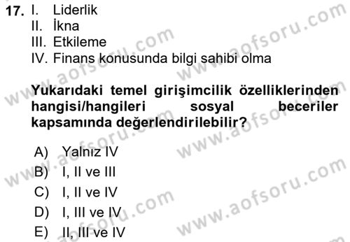 Teknoloji,İnnovasyon Ve Girişimcilik Dersi 2024 - 2025 Yılı Yaz Okulu Sınav Soruları 17. Soru