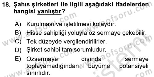 Teknoloji,İnnovasyon Ve Girişimcilik Dersi 2024 - 2025 Yılı Yaz Okulu Sınav Soruları 18. Soru