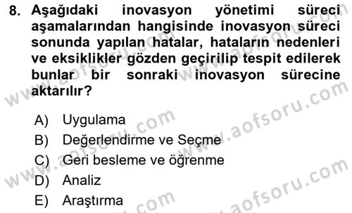 Teknoloji,İnnovasyon Ve Girişimcilik Dersi 2024 - 2025 Yılı Yaz Okulu Sınav Soruları 8. Soru