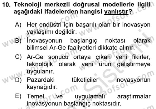 Teknoloji,İnnovasyon Ve Girişimcilik Dersi 2025 - 2026 Yılı (Final) Dönem Sonu Sınav Soruları 10. Soru
