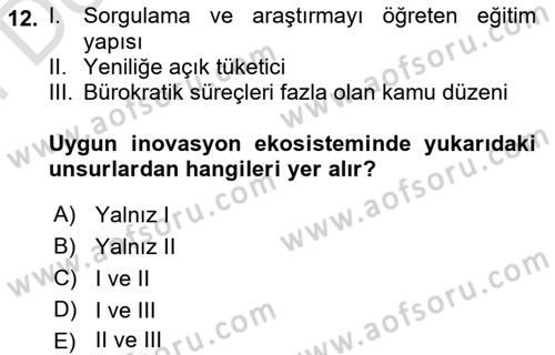 Teknoloji,İnnovasyon Ve Girişimcilik Dersi 2025 - 2026 Yılı (Final) Dönem Sonu Sınav Soruları 12. Soru