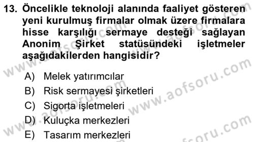 Teknoloji,İnnovasyon Ve Girişimcilik Dersi 2025 - 2026 Yılı (Final) Dönem Sonu Sınav Soruları 13. Soru