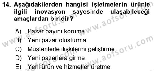 Teknoloji,İnnovasyon Ve Girişimcilik Dersi 2025 - 2026 Yılı (Final) Dönem Sonu Sınav Soruları 14. Soru