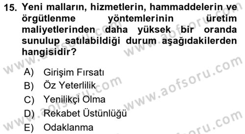 Teknoloji,İnnovasyon Ve Girişimcilik Dersi 2025 - 2026 Yılı (Final) Dönem Sonu Sınav Soruları 15. Soru