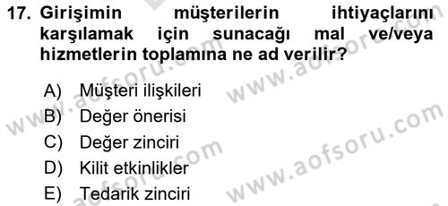Teknoloji,İnnovasyon Ve Girişimcilik Dersi 2025 - 2026 Yılı (Final) Dönem Sonu Sınav Soruları 17. Soru