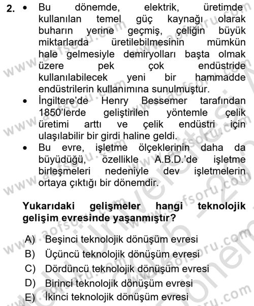 Teknoloji,İnnovasyon Ve Girişimcilik Dersi 2025 - 2026 Yılı (Final) Dönem Sonu Sınav Soruları 2. Soru