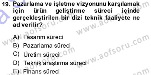 Girişimcilik ve İş Kurma Dersi 2014 - 2015 Yılı (Vize) Ara Sınavı 19. Soru