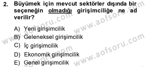 Girişimcilik ve İş Kurma Dersi 2014 - 2015 Yılı (Vize) Ara Sınavı 2. Soru