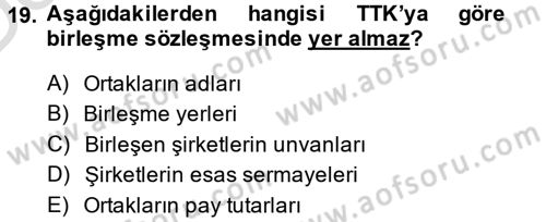 Girişimcilik ve İş Kurma Dersi 2014 - 2015 Yılı Tek Ders Sınav Soruları 19. Soru