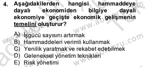 Girişimcilik ve İş Kurma Dersi 2014 - 2015 Yılı Tek Ders Sınav Soruları 4. Soru