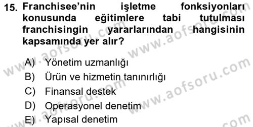 Girişimcilik ve İş Kurma Dersi 2017 - 2018 Yılı 3 Ders Sınav Soruları 15. Soru