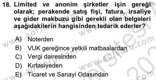 Girişimcilik ve İş Kurma Dersi 2022 - 2023 Yılı Yaz Okulu Sınavı 18. Soru