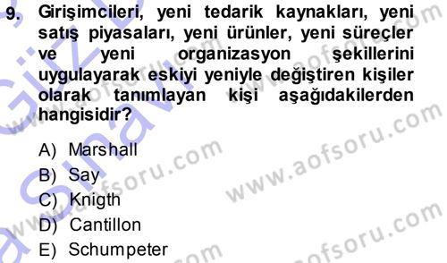 Girişimcilik ve İş Kurma -x Dersi 2014 - 2015 Yılı (Vize) Ara Sınav Soruları 9. Soru