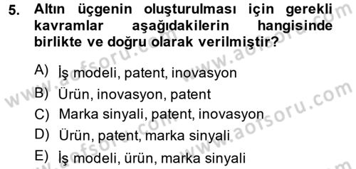 Girişimcilik ve İş Kurma -x Dersi 2014 - 2015 Yılı (Final) Dönem Sonu Sınav Soruları 5. Soru