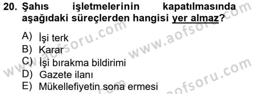 Girişimcilik ve İş Kurma -x Dersi 2014 - 2015 Yılı Tek Ders Sınav Soruları 20. Soru
