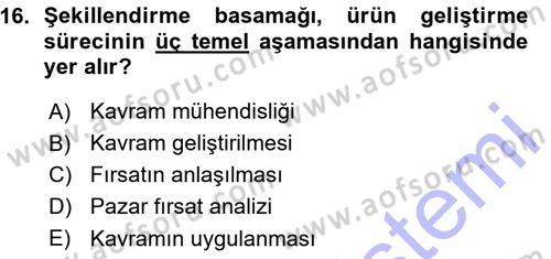 Girişimcilik ve İş Kurma -x Dersi 2015 - 2016 Yılı (Vize) Ara Sınav Soruları 16. Soru
