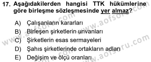 Girişimcilik ve İş Kurma -x Dersi 2015 - 2016 Yılı (Final) Dönem Sonu Sınav Soruları 17. Soru