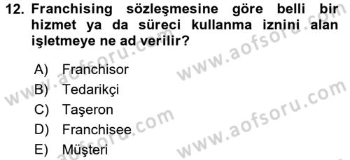 Girişimcilik ve İş Kurma -x Dersi 2016 - 2017 Yılı 3 Ders Sınav Soruları 12. Soru