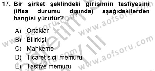 Girişimcilik ve İş Kurma -x Dersi 2016 - 2017 Yılı 3 Ders Sınav Soruları 17. Soru