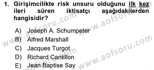 Girişimcilik ve İş Kurma -x Dersi 2016 - 2017 Yılı (Vize) Ara Sınav Soruları 1. Soru