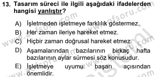 Girişimcilik ve İş Kurma -x Dersi 2016 - 2017 Yılı (Vize) Ara Sınav Soruları 13. Soru