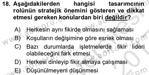 Girişimcilik ve İş Kurma -x Dersi 2016 - 2017 Yılı (Vize) Ara Sınav Soruları 18. Soru
