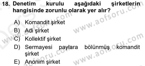 Girişimcilik ve İş Kurma -x Dersi 2017 - 2018 Yılı 3 Ders Sınav Soruları 18. Soru