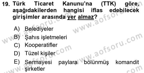 Girişimcilik ve İş Kurma -x Dersi 2017 - 2018 Yılı 3 Ders Sınav Soruları 19. Soru