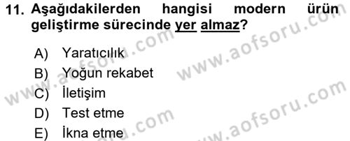 Girişimcilik ve İş Kurma -x Dersi 2017 - 2018 Yılı (Vize) Ara Sınav Soruları 11. Soru
