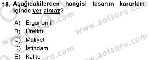 Girişimcilik ve İş Kurma -x Dersi 2017 - 2018 Yılı (Vize) Ara Sınav Soruları 18. Soru